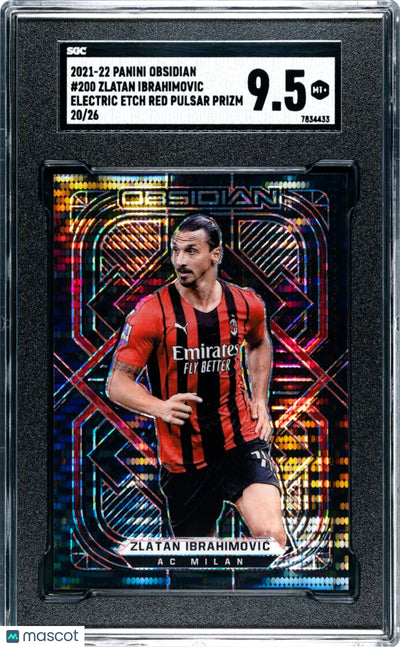 2021 Obsidian Soccer Zlatan Ibrahimovic EE Red Pulsar Prizm /26 SGC 9.5