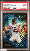 2021 Panini Select Trevor Lawrence Rookie RC /49 Blue Prizm PSA 9