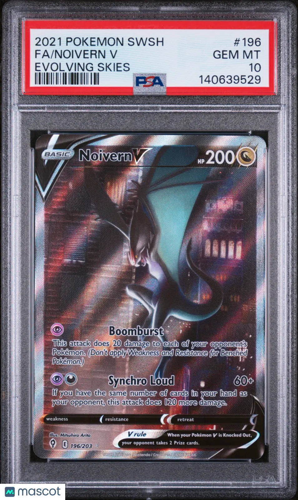 2021 Pokemon Evolving Skies Alternate Full Art Noivern V 196/203 PSA 10