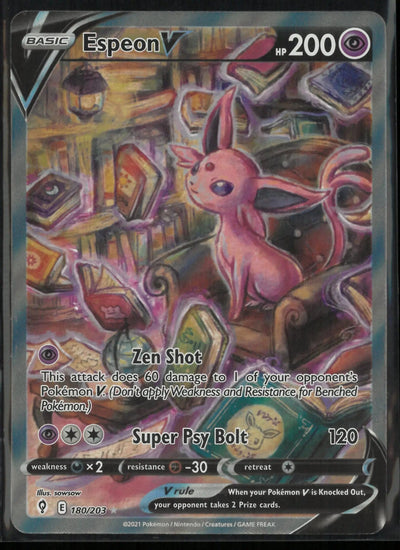 2021 Pokemon Evolving Skies Ultra Rare Alternate Full Art Espeon V 180/203