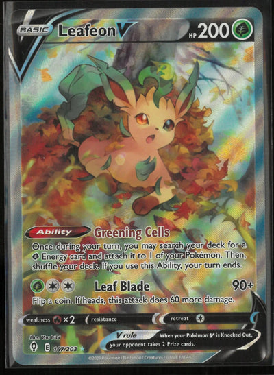 2021 Pokemon Evolving Skies Ultra Rare Alternate Full Art Leafeon V 167/203