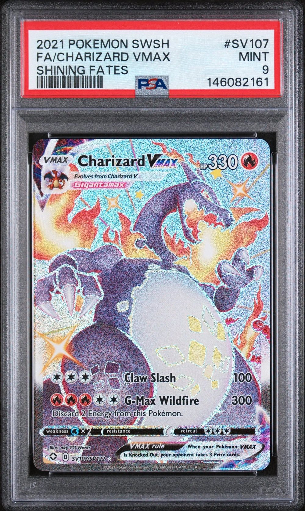 2021 Pokemon Sword & Shield Shining Fates Charizard VMAX Fa PSA 9 #SV107