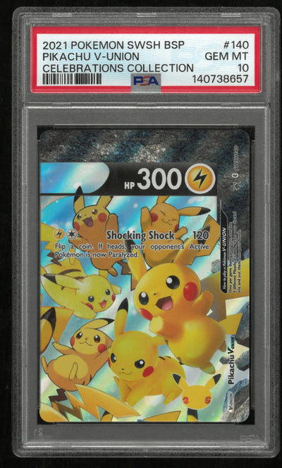 2021 Pokemon Swsh Black Star Promo Pikachu V-Union Celebrations PSA 10 Set
