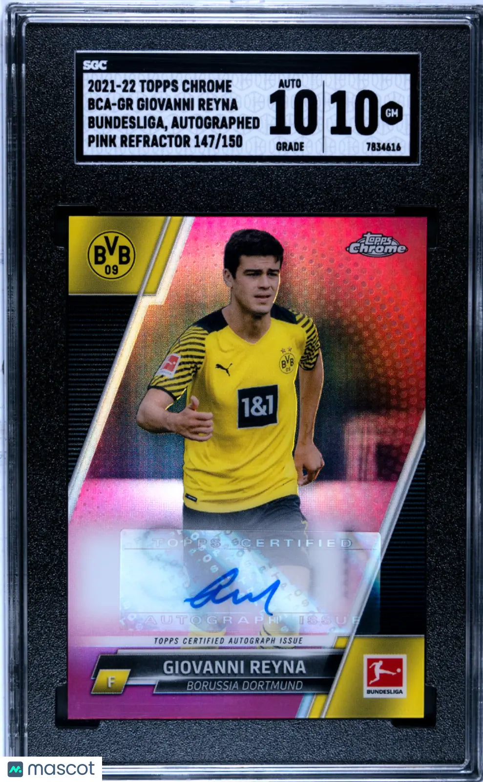 2021 Topps Chrome Bundesliga Giovanni Reyna Auto Pink Refractor SGC 10
