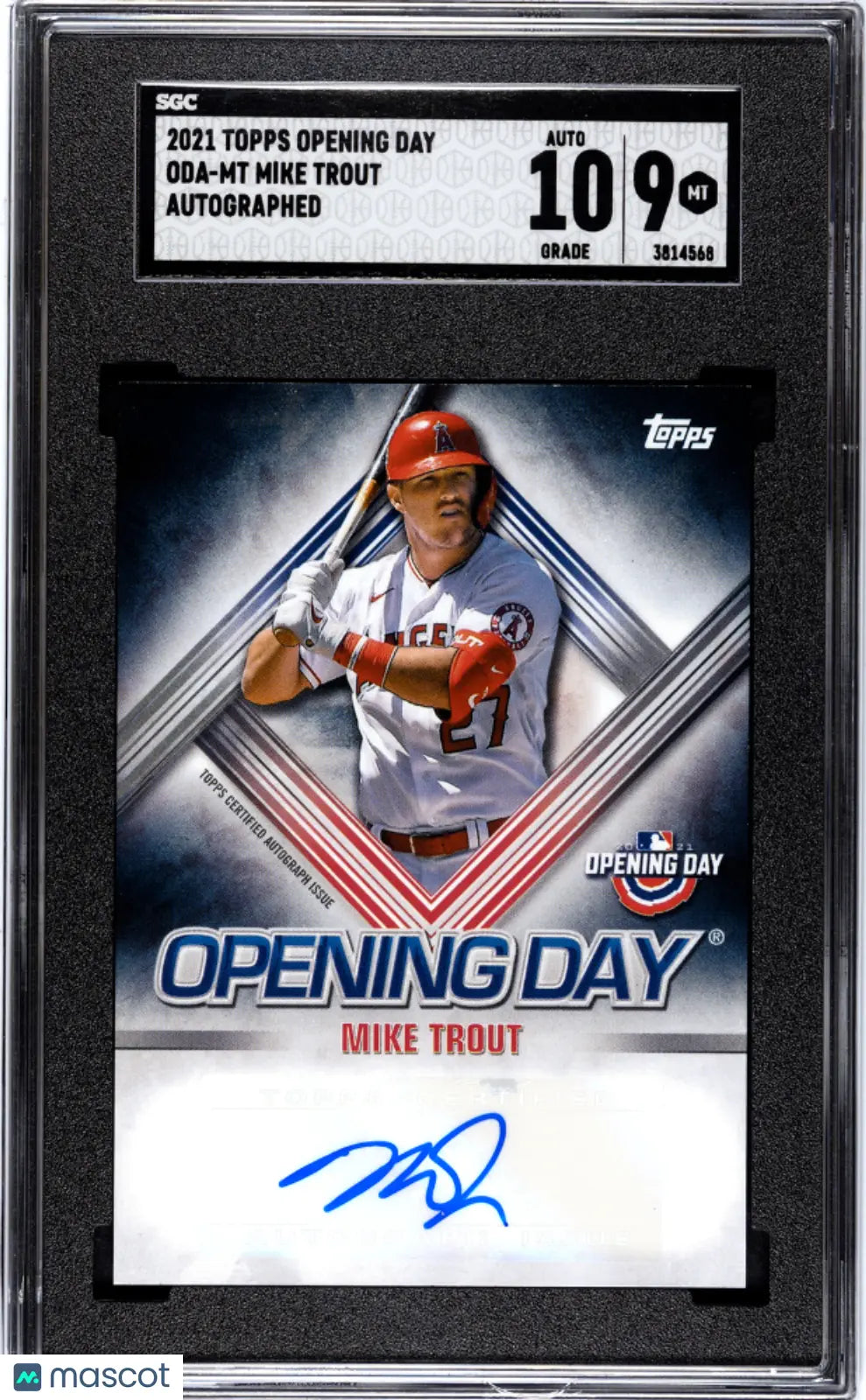 2021 Topps Opening Day Baseball Auto Mike Trout SGC 9 Auto 10