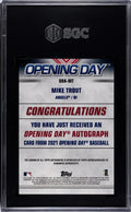 2021 Topps Opening Day Baseball Auto Mike Trout SGC 9 Auto 10