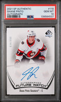 2021 UD SP Authentic Shane Pinto Future Watch Auto RC Rookie /999 PSA 10