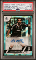 2022-23 Topps Chrome UCC Auto Autograph Gianluigi Buffon Aqua Lava PSA 10