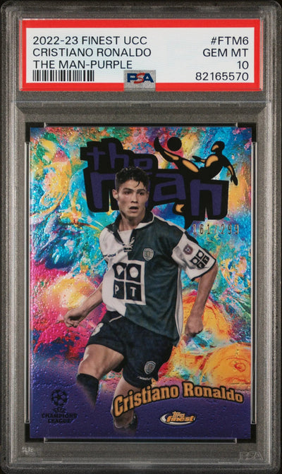 2022-23 Topps Finest UCC The Man Cristiano Ronaldo Purple Refractor /299 PSA 10