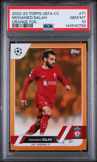 2022-23 Topps UCC Orange Foil Mohamed Salah /25 PSA 10