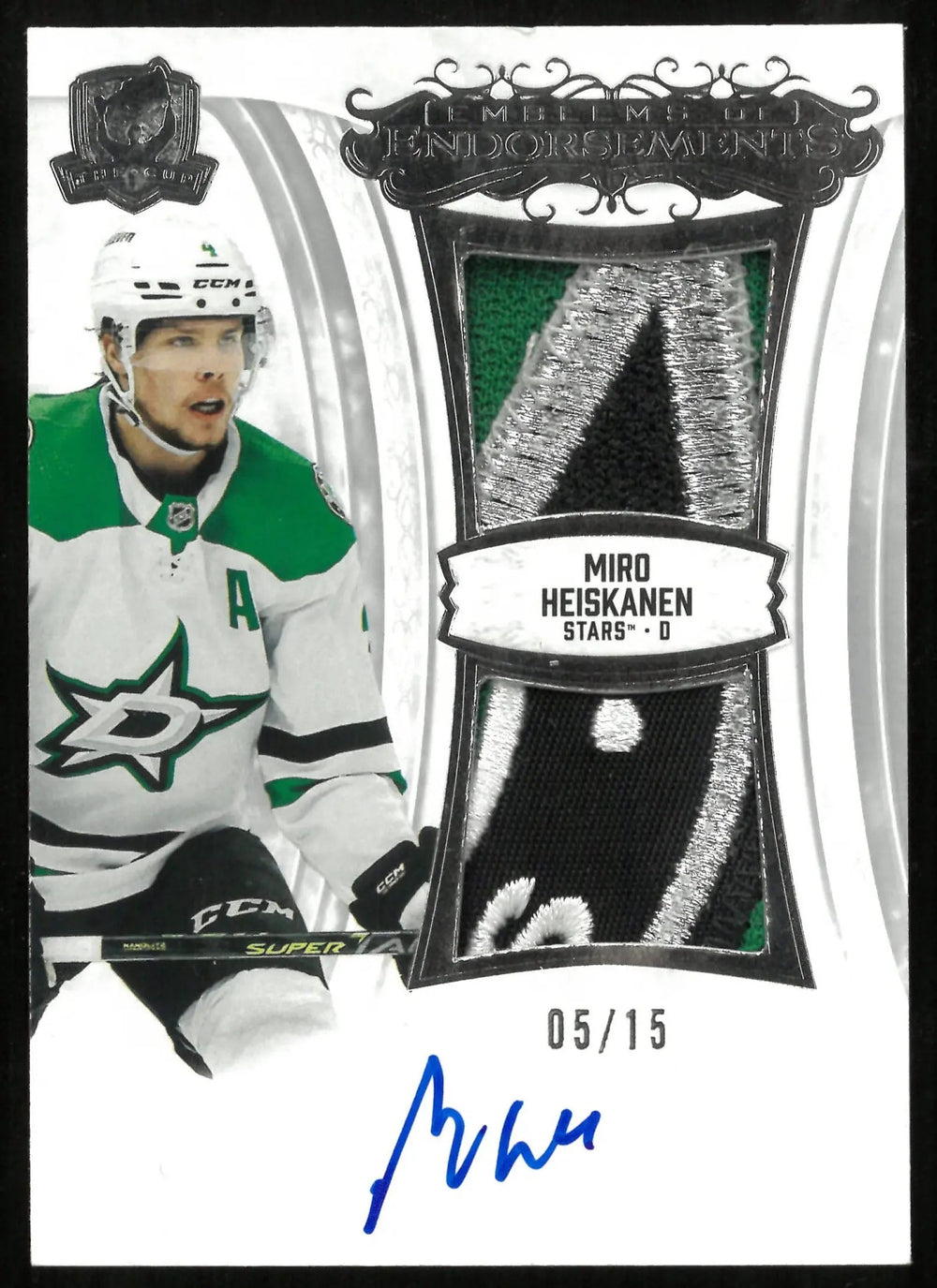 2022-23 UD The Cup Miro Heiskanen Emblems Of Endorsements Patch Auto /15