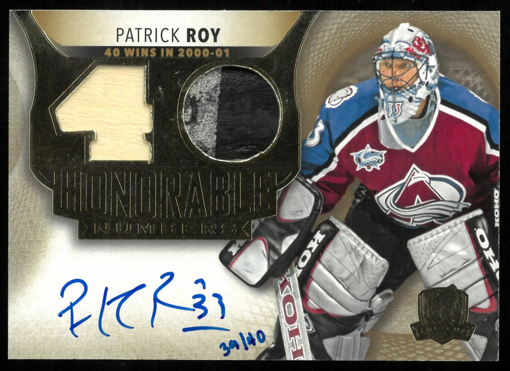 2022-23 Upper Deck The Cup Patrick Roy Honorable Numbers Patch Auto /40