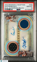 2022 Bowman University Inception Dual Autograph Relics Dick Whitmore PSA 10