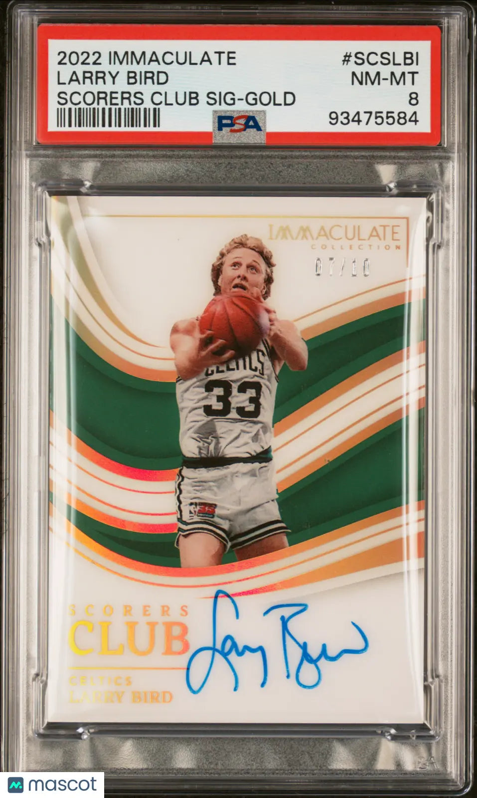 2022 Immaculate Basketball Scorer Club Signatures Auto Larry Bird Gold /10 PSA 8
