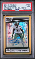 2022 Panini Chronicles Score Gold Zone Rookie Auto Sauce Gardner /50 PSA 9
