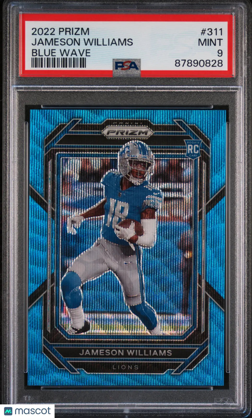 2022 Panini Prizm Jameson Williams #311 Blue Wave RC Rookie PSA 9
