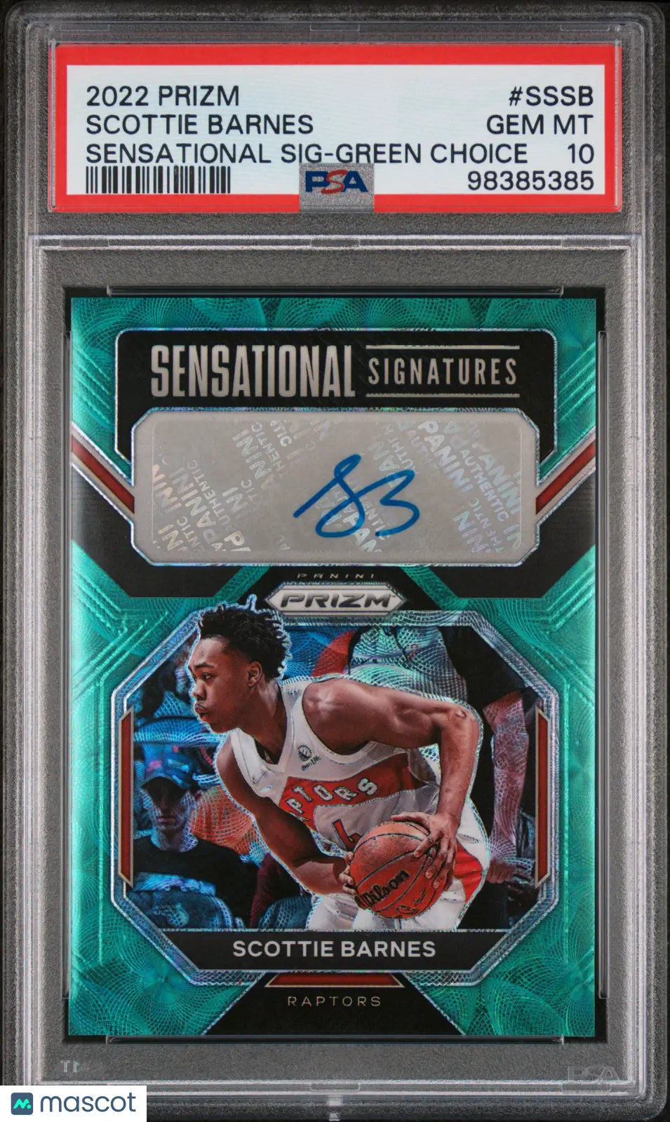 2022 Panini Prizm Sensational Signatures Green Auto Scottie Barnes PSA 10 8/8