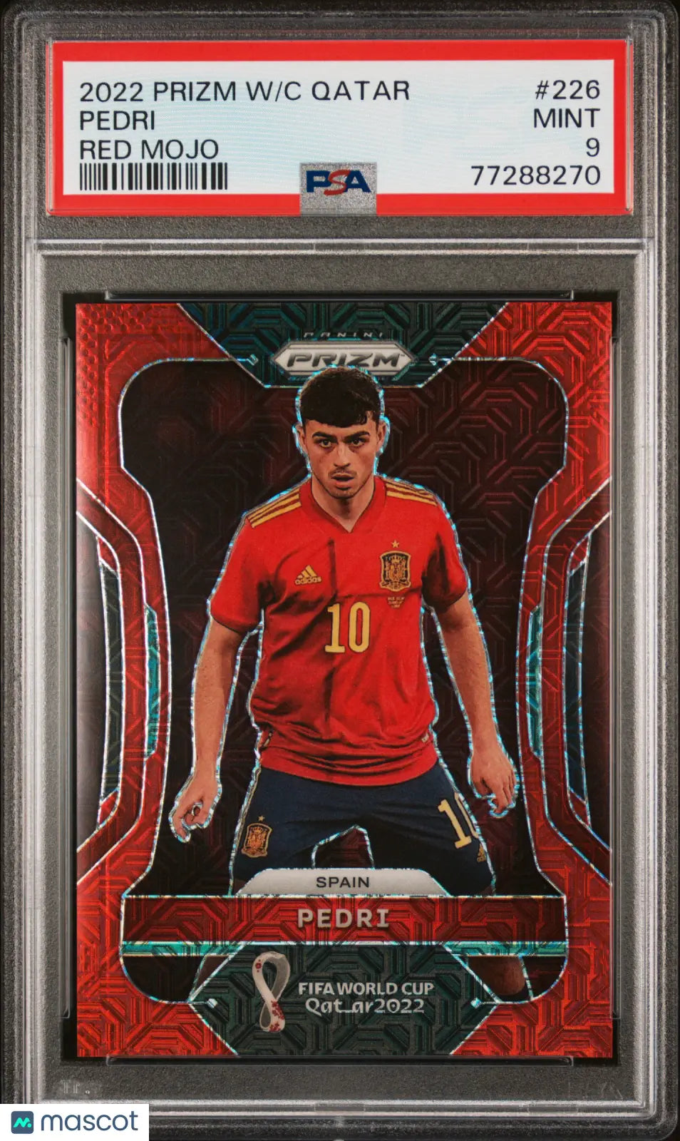 2022 Panini Prizm World Cup Qatar Pedri #226 Red Mojo PSA 9