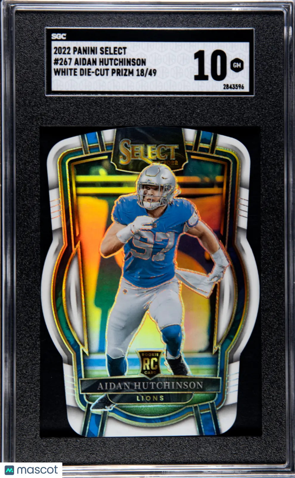 2022 Panini Select Club Level White Die Cut Rookie Aidan Hutchinson /49 SGC 10