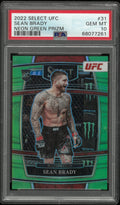 2022 Panini Select UFC Sean Brady #31 Neon Green Prizm PSA 10