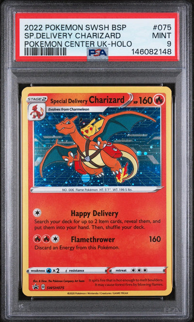 2022 Pokemon SWSH BSP Special Delivery Charizard Pokemon Center UK-Holo PSA 9