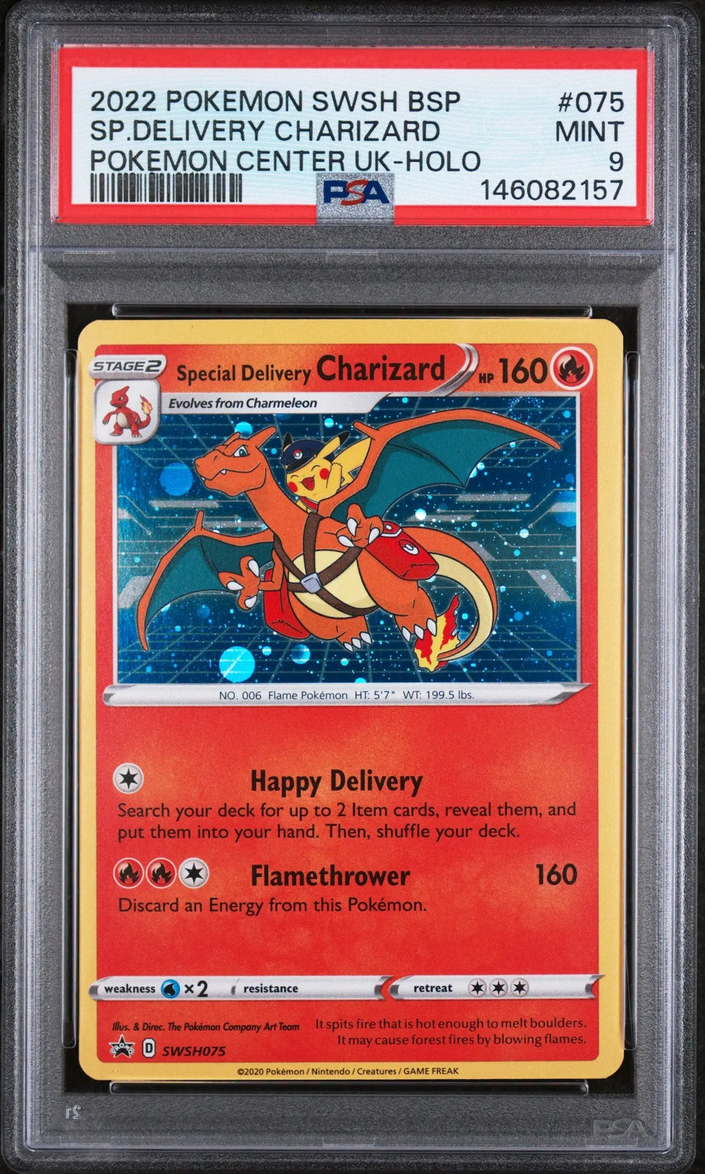 2022 Pokemon SWSH BSP Special Delivery Charizard Pokemon Center Uk-Holo PSA 9