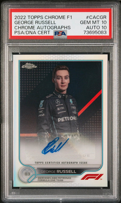 2022 Topps Chrome Formula 1 F1 Chrome Auto George Russell PSA 10 Auto 10