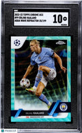 2022 Topps Chrome UCC Aqua Wave Refractor Erling Haaland #99 /199 SGC 10