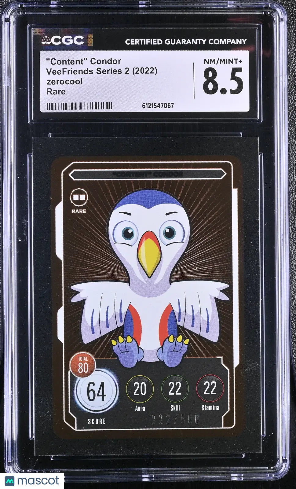 2022 Zerocool Veefriends Series 2 "Content" Condor Rare /500 CGC 8.5