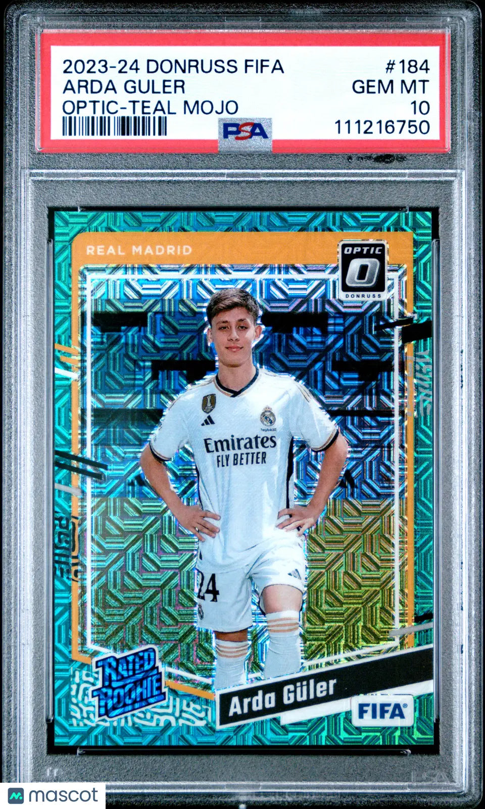 2023-24 Panini Donruss FIFA Arda Guler #184 Optic Teal Mojo PSA 10