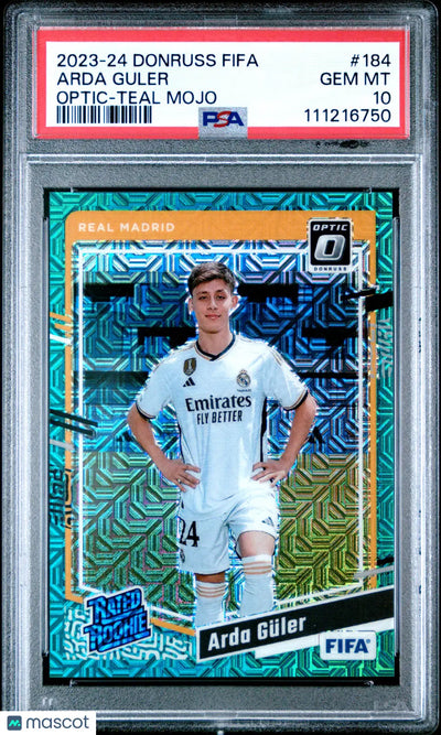 2023-24 Panini Donruss FIFA Arda Guler #184 Optic Teal Mojo PSA 10