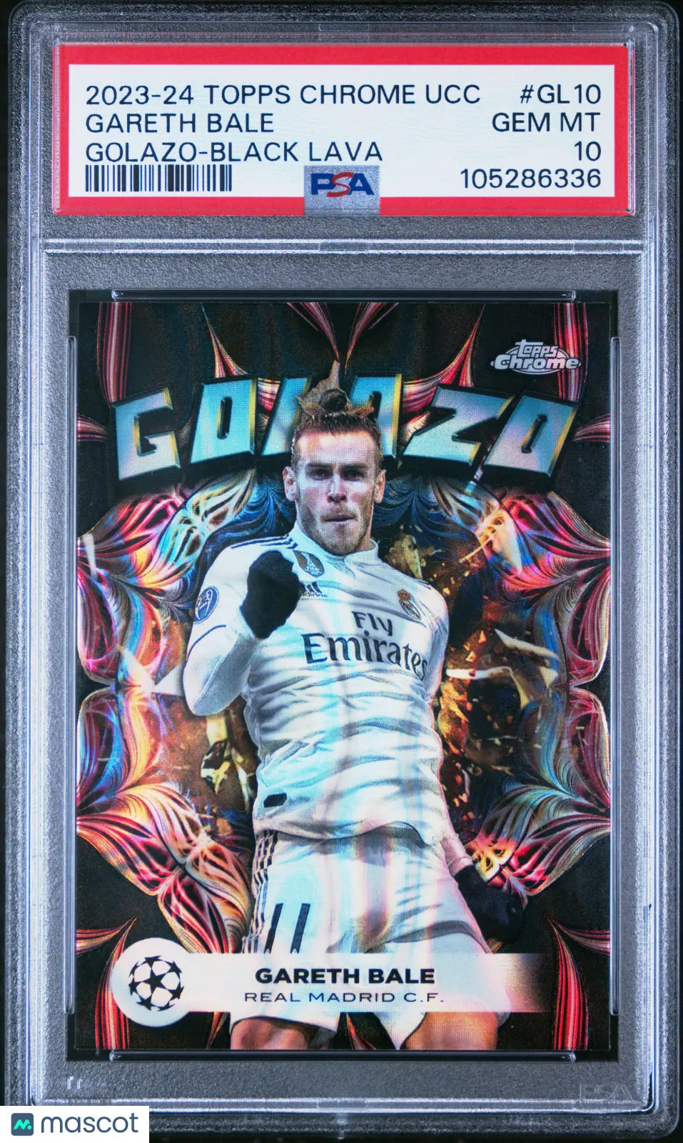 2023-24 Topps Chrome UCC Golazo Gareth Bale Black Lava PSA 10