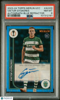 2023-24 Topps Merlin UCC Auto Viktor Gyokeres RC Rookie Blue Refractor /75 PSA 8