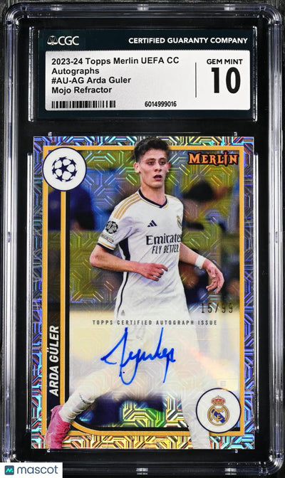 2023-24 Topps Merlin UEFA CC Arda Guler Mojo Refractor /99 Auto Autograph CGC 10