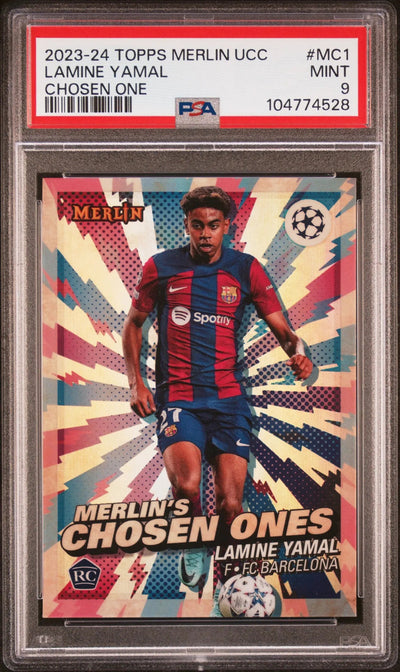 2023-24 Topps Merlin UEFA CC Chosen Ones Rookie Lamine Yamal PSA 9