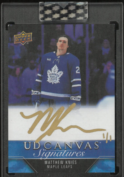 2023-24 Upper Deck Clear Cut Matthew Knies UD Canvas RC Gold Auto 1/1