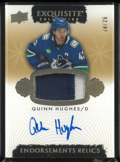 2023-24 Upper Deck Exquisite Endorsements Quinn Hughes Auto Patch /25