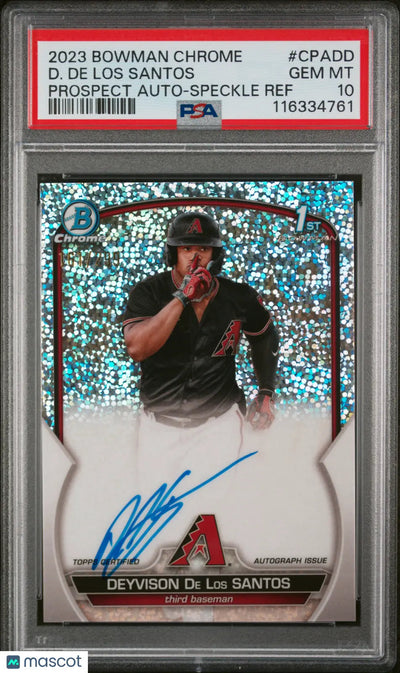 2023 Bowman Chrome Prospect Autographs D. De Los Santos Speckle Refractor PSA 10
