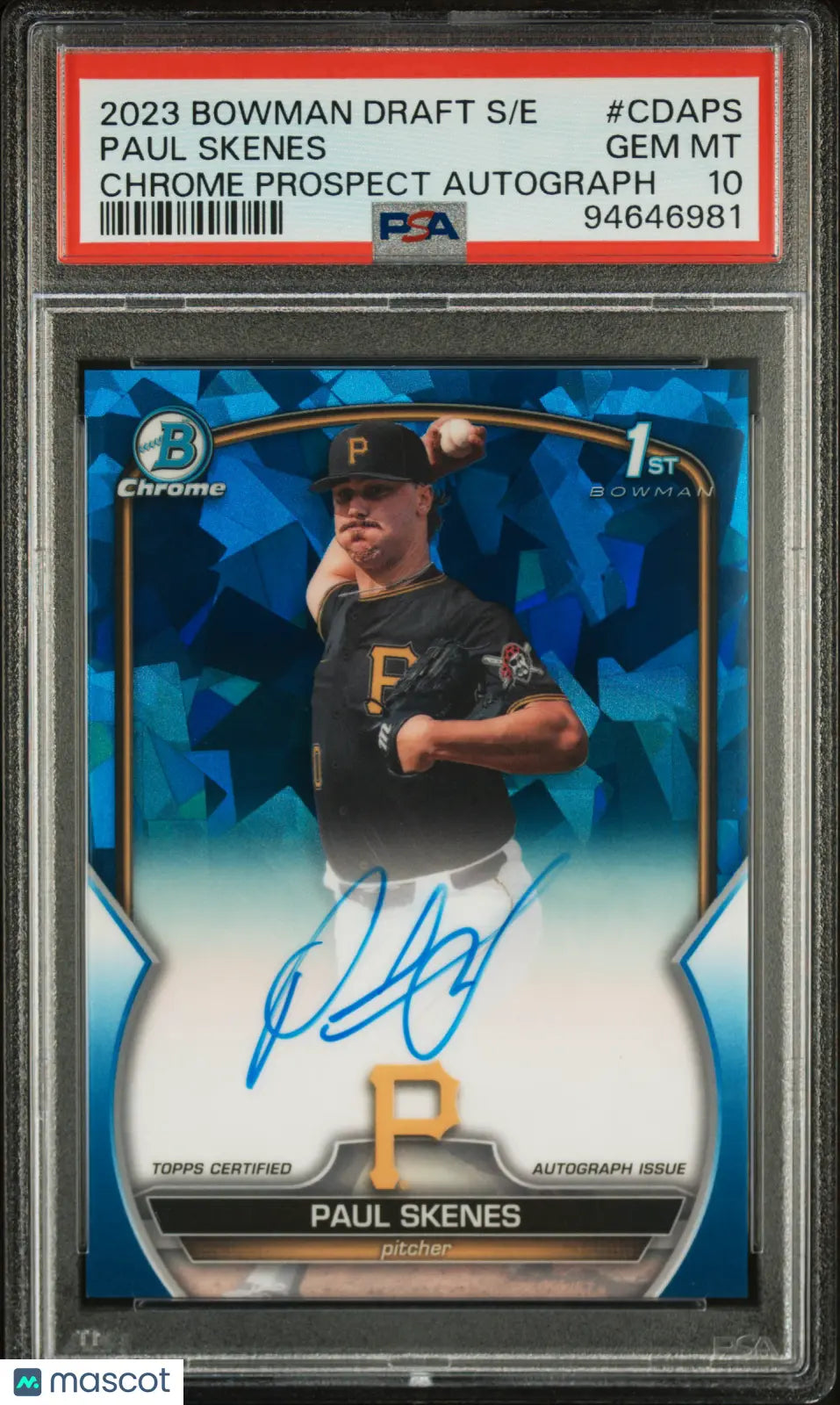 2023 Bowman Chrome Sapphire Edition Prospect Auto Paul Skenes RC PSA 10 /199