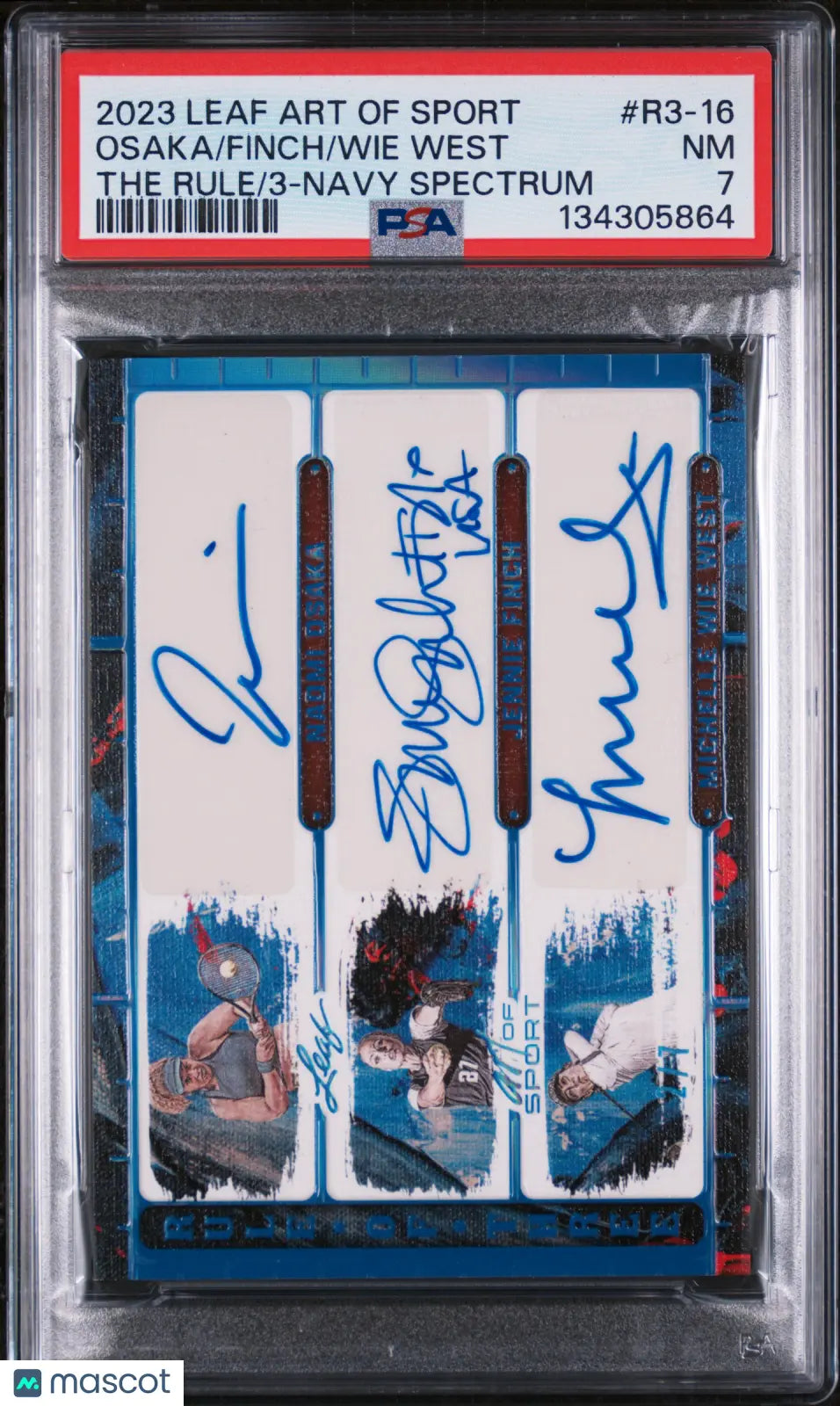 2023 Leaf Art Of Sport The Rule Of 3 Navy Spectrum Finch Wie West Osaka /7 PSA 7