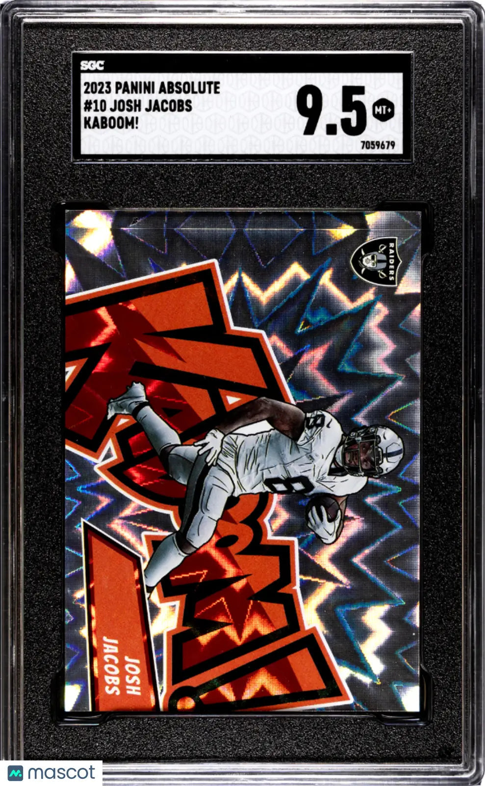 2023 Panini Absolute Josh Jacobs #10 Kaboom! SGC 9.5