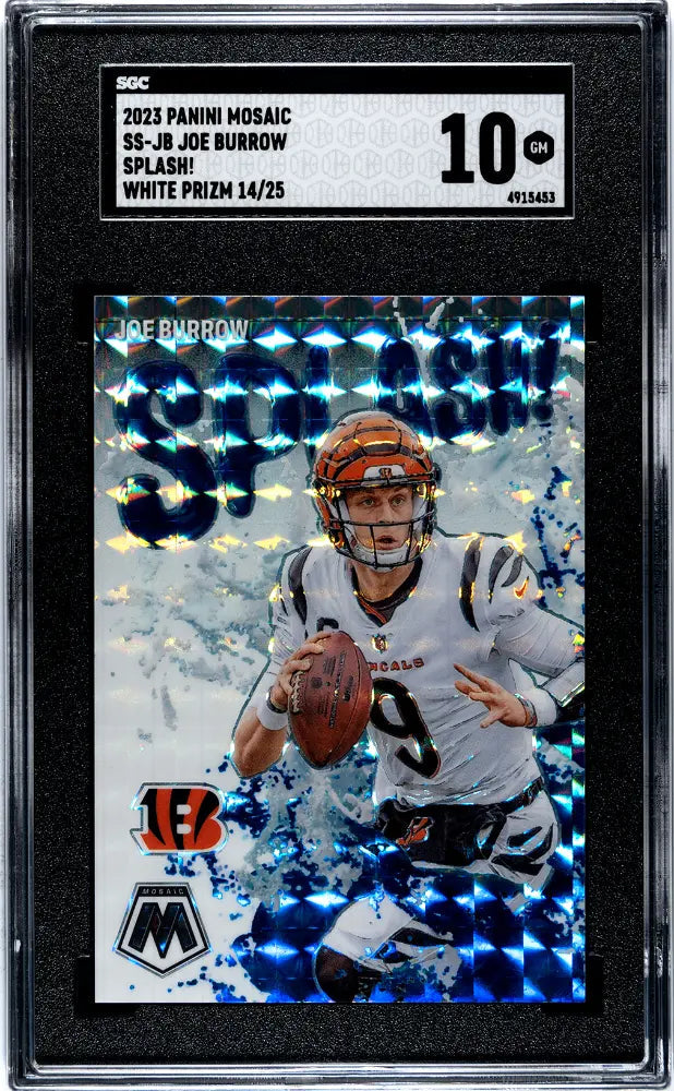 2023 Panini Mosaic Football Joe Burrow Splash White Prizm SGC 10 /25