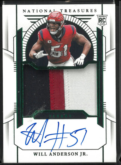 2023 Panini National Treasure Rookie Patch Autograph Will Anderson Jr. Green