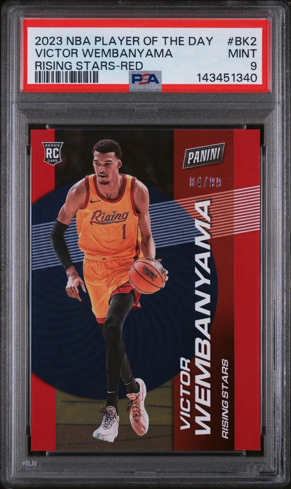 2023 Panini Player Of The Day Rising Stars Victor Rookie Wembanyama Red/99 PSA 9