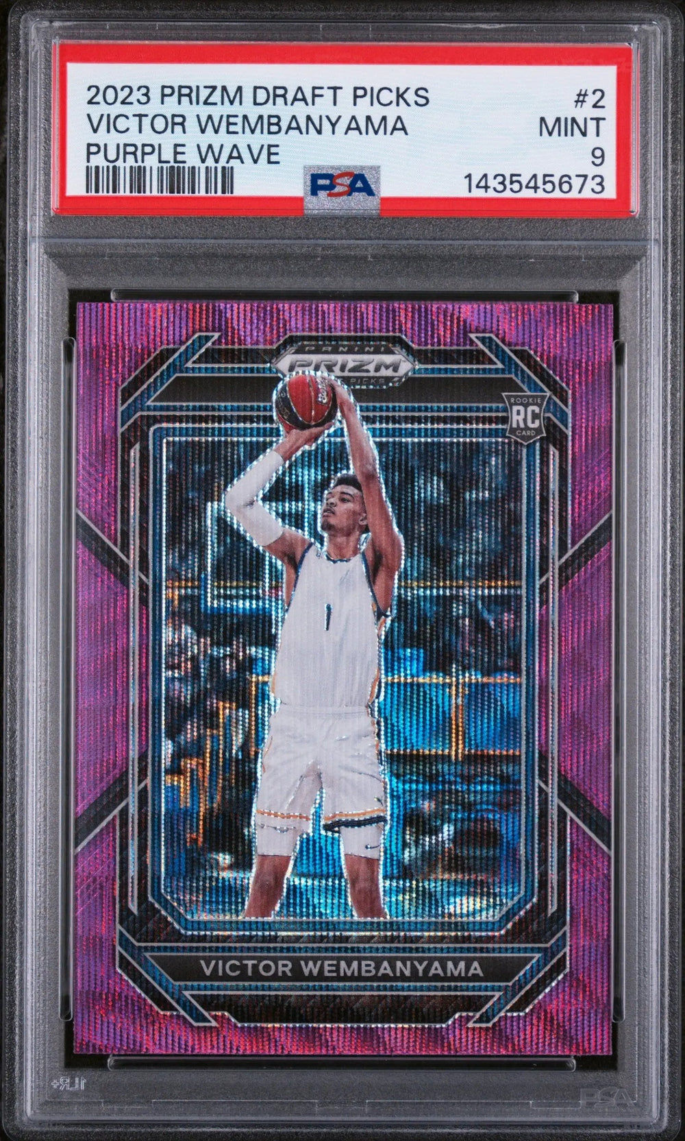 2023 Panini Prizm Draft Picks Rookie Victor Wembanyama Purple Wave RC PSA 9