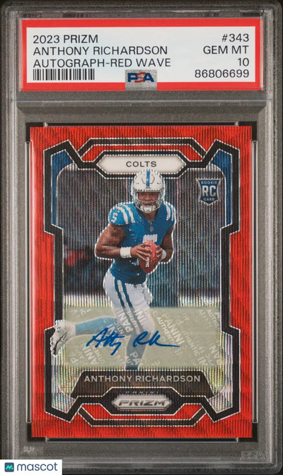 2023 Prizm Football Anthony Richardson Rookie Auto Red Wave PSA 10 /149