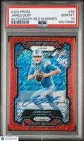 2023 Panini Prizm Jared Goff Auto Autograph Red Shimmer /35 PSA 10