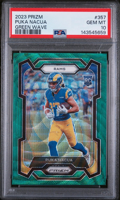 2023 Panini Prizm Rookie Puka Nacua Green Wave RC PSA 10