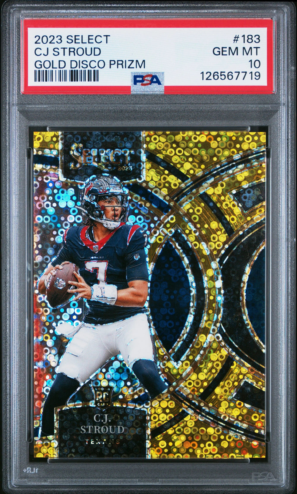 2023 Panini Select CJ Stroud RC Rookie Gold Disco Prizm PSA 10 10/10