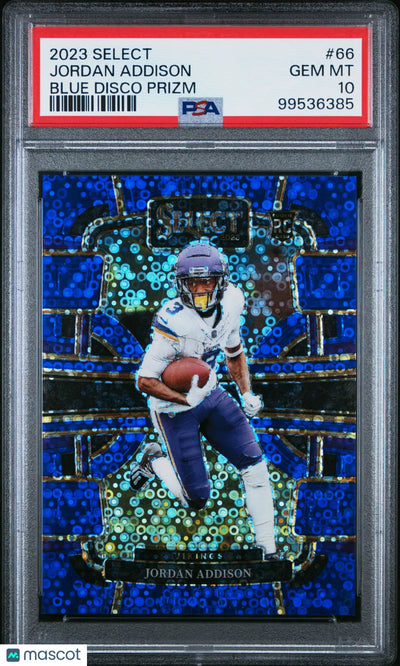 2023 Panini Select Rookie Jordan Addison Blue Disco Prizm /25 RC PSA 10